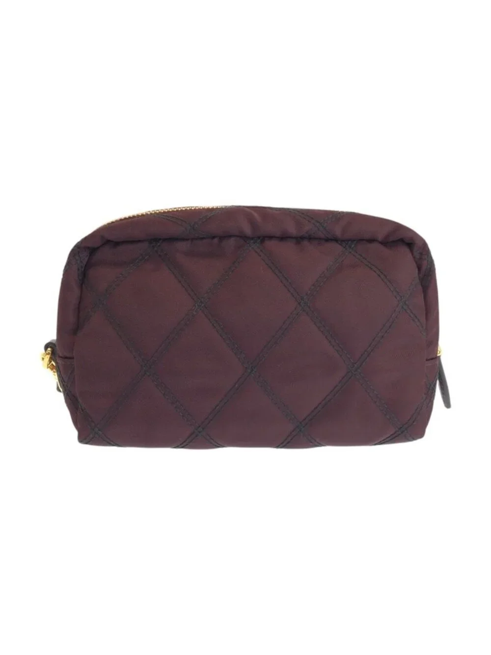 Prada Tessuto Bordeaux Nylon Leather Pouch Makeup Wristlet